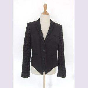 Anne Fontaine Riley Black Jacket 42 Herringbone Sleeves/Collar Tuxedo Style